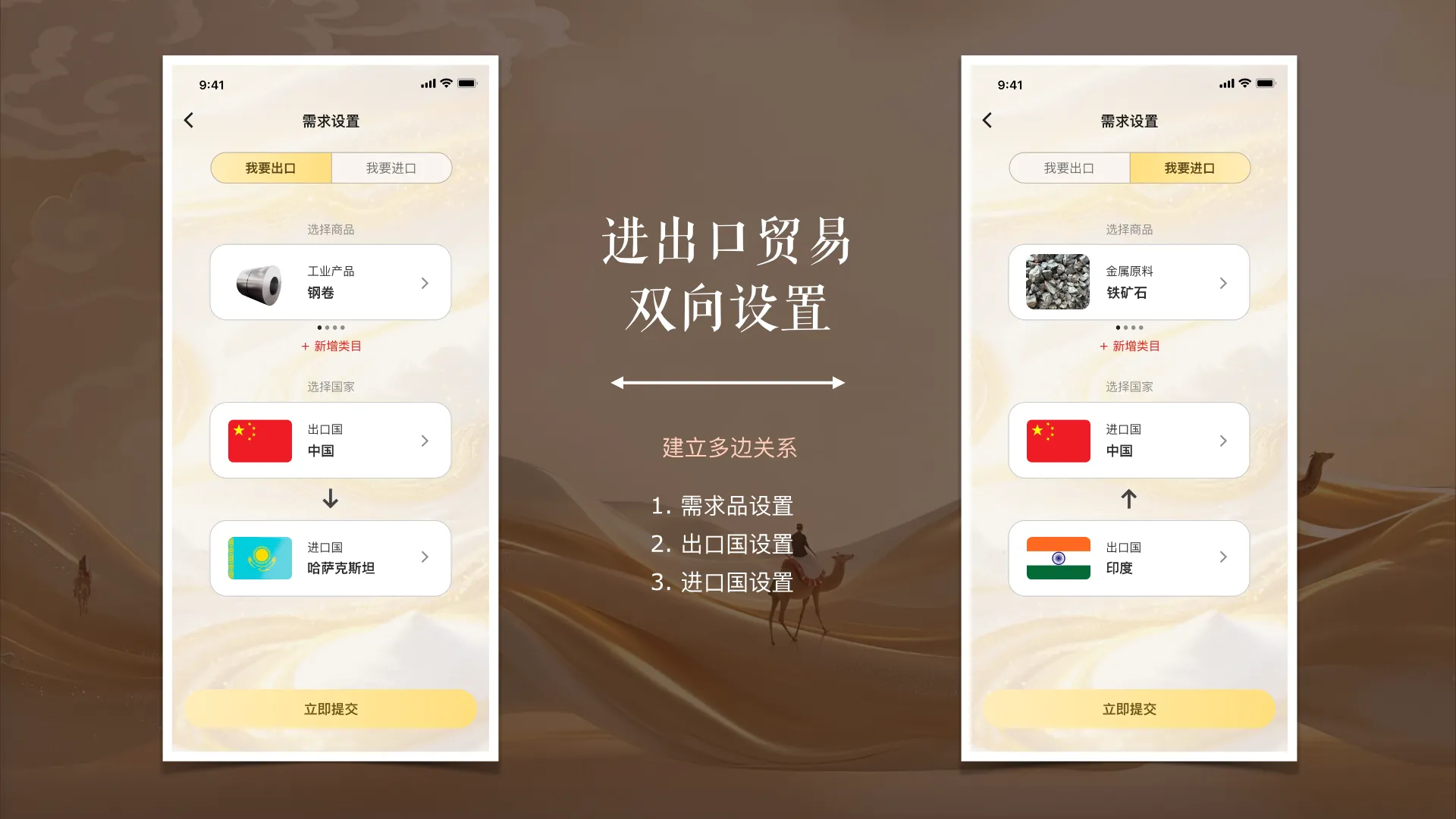 进出口贸易 双向设置